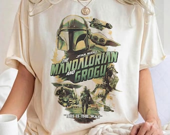 Vintage Star Wars The Mandalorian And Grogu Poster PNG, Grogu Bounty Hunter PNG, 90s Style Star Wars Png, Star Wars Fans png