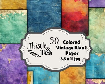 Paquete de papel de 5 colores: 50 archivos JPG, 300 ppp, 2550 x 3300, uso comercial, descarga digital