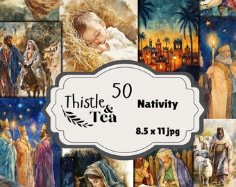 Nativity: 50 jpgs, 300 dpi, 2550x3300, commercial use, digital download