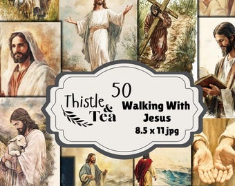 Walking With Jesus: 50 jpgs, 300 dpi, 2550x3300, commercial use, digital download