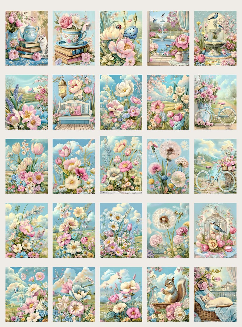 Pastel Spring: 50 Jpgs, 300 Dpi, 2550x3300, Commercial Use, Digital ...