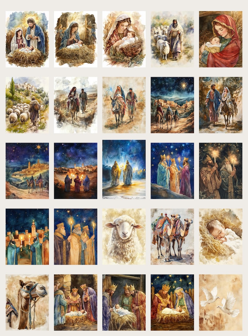 Nativity: 50 Jpgs, 300 Dpi, 2550x3300, Commercial Use, Digital Download ...
