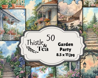 Garden Party: 50 jpgs, 300 dpi, 2550x3300, commercial use, digital download