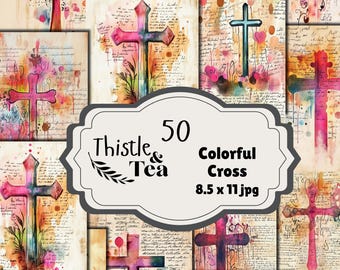 Colorful Cross: 50 jpgs, 300 dpi, 2550x3300, commercial use, digital download