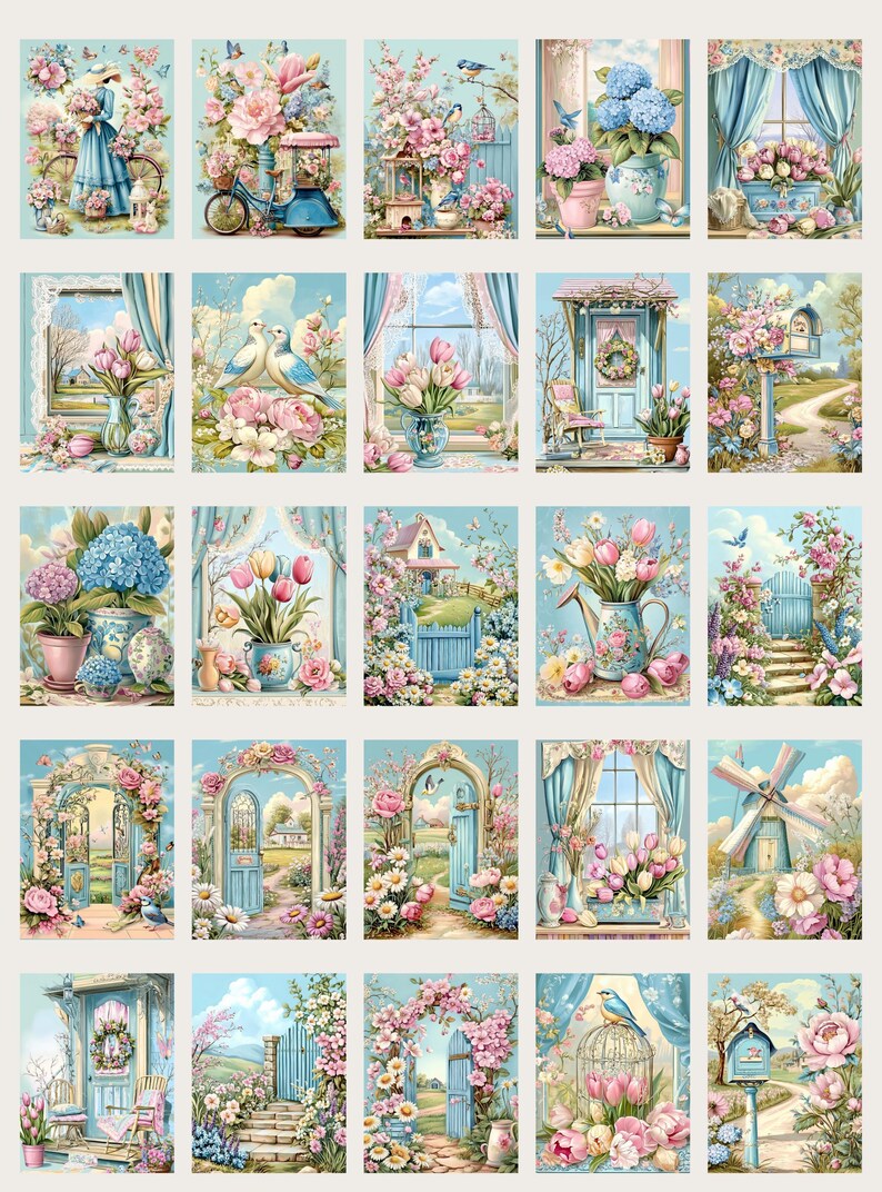 Pastel Spring: 50 Jpgs, 300 Dpi, 2550x3300, Commercial Use, Digital ...