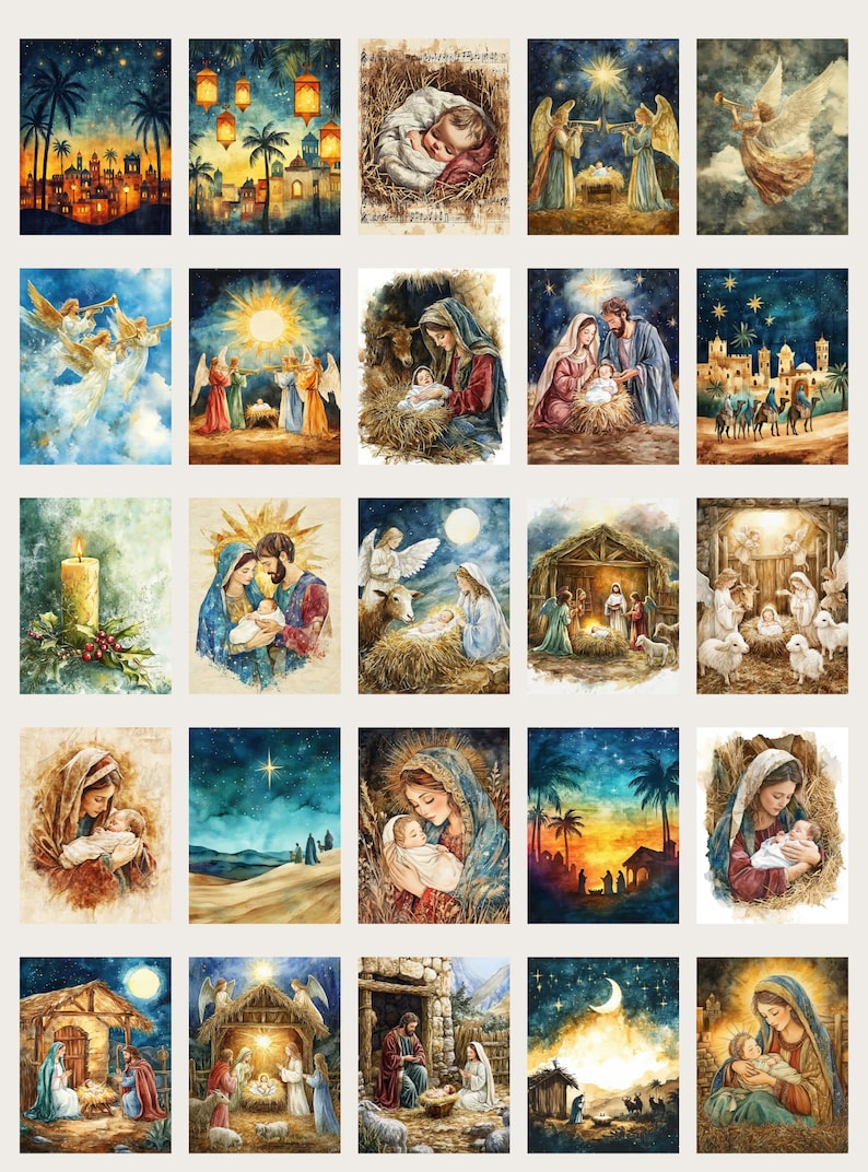 Nativity: 50 Jpgs, 300 Dpi, 2550x3300, Commercial Use, Digital Download ...
