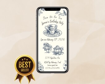 Tea Party Invitation | Birthday Party Invite | Online Customizable Template