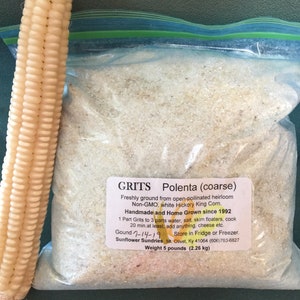 Hickory King Corn Grits - 5 Lbs. | Coarse Grits, Polenta, Heirloom Grits, Heirloom Corn Grits, Natural Grits, Natural Polenta, Gluten Free