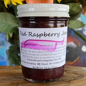 Red Raspberry Jam | Homemade Jam, Small Batch Jam, Farm Fresh Jam, Natural Jam, Low Sugar Jam, Housewarming Gift, Unique Gift, Vegan GF