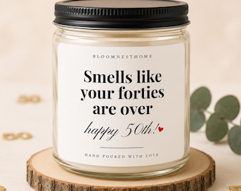 Vela divertida para el 50 cumpleaños, con aroma a que tus cuarenta han terminado, regalo personalizado para celebrar un cumpleaños importante para ella o para él, vela de soja para el 30, 40 y 60 cumpleaños.