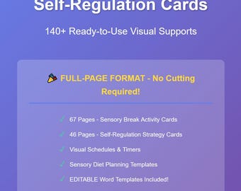 Sensory Break & Self-Regulation Cards  140+ Visual Supports | Full-Page Format | Special Ed | Autism Resources | Printables | Version 2
