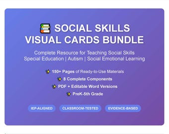 Social Skills Visual Cards | Autism Social Stories | Special Education | Conversation Skills | Friendship Activities