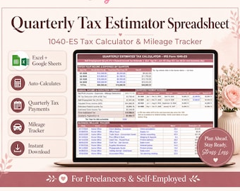Quarterly Tax Estimator Spreadsheet, Self Employed Tax Calculator (Excel, Google Sheets)