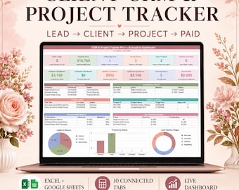 Client CRM Spreadsheet, Small Business Project Tracker, Client Management Database, Lead & Invoice Tracker, Excel Google Sheets Organizer