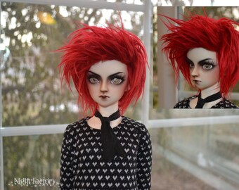 8/9 SD BJD faux red fur wig