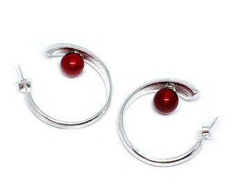 Earrings from collection- "Claire" in red with a removable sphere.