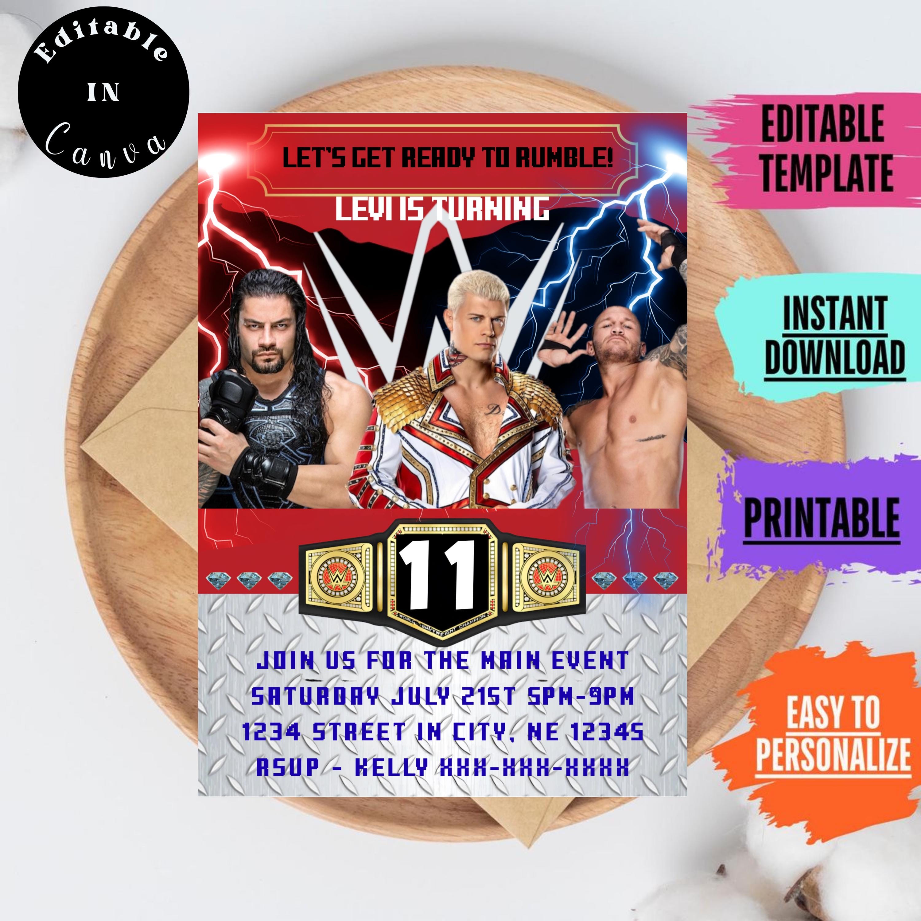 Discover Wrestling Birthday Invitation Poster - Premium Matte Vertical Championship Belt Design