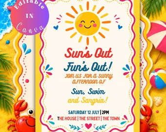 Invitation to sun, swimming and sangria | Editable digital download