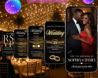 Elegant Animated Save-the-Date Video, Envelope Reveal Invitation, Editable Wedding E-Invite Template for Modern Couples