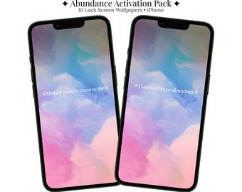 10 tapet na iPhone'a z motywem obfitości | Pakiet afirmacji ekranu blokady | Natychmiastowe pobieranie | Manifestacja pieniędzy