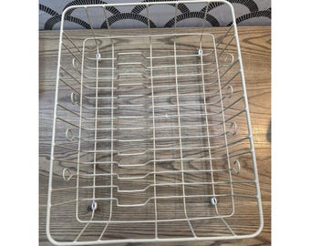 Vtg Rubbermaid Coated Metal Wire Dish Drying Drip Rack Ivory 17.5"x13.75"