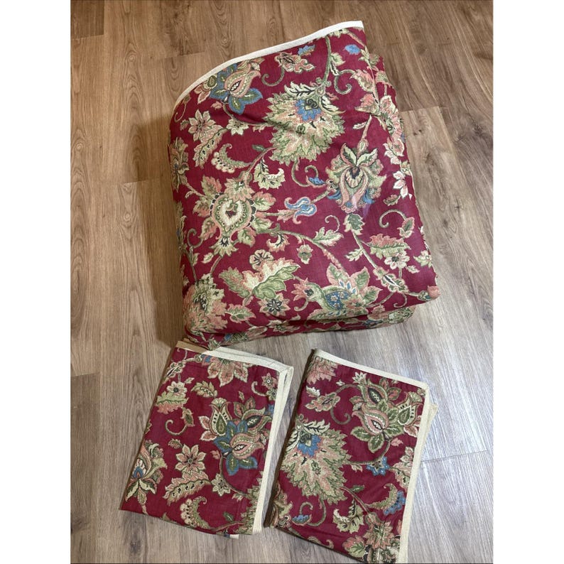 Ralph Lauren Chaps Red Annabelle Jacobean Queen Comforter & 2 Standard Shams image 2