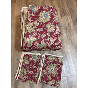 Ralph Lauren Chaps Red Annabelle Jacobean Queen Comforter & 2 Standard Shams image 1