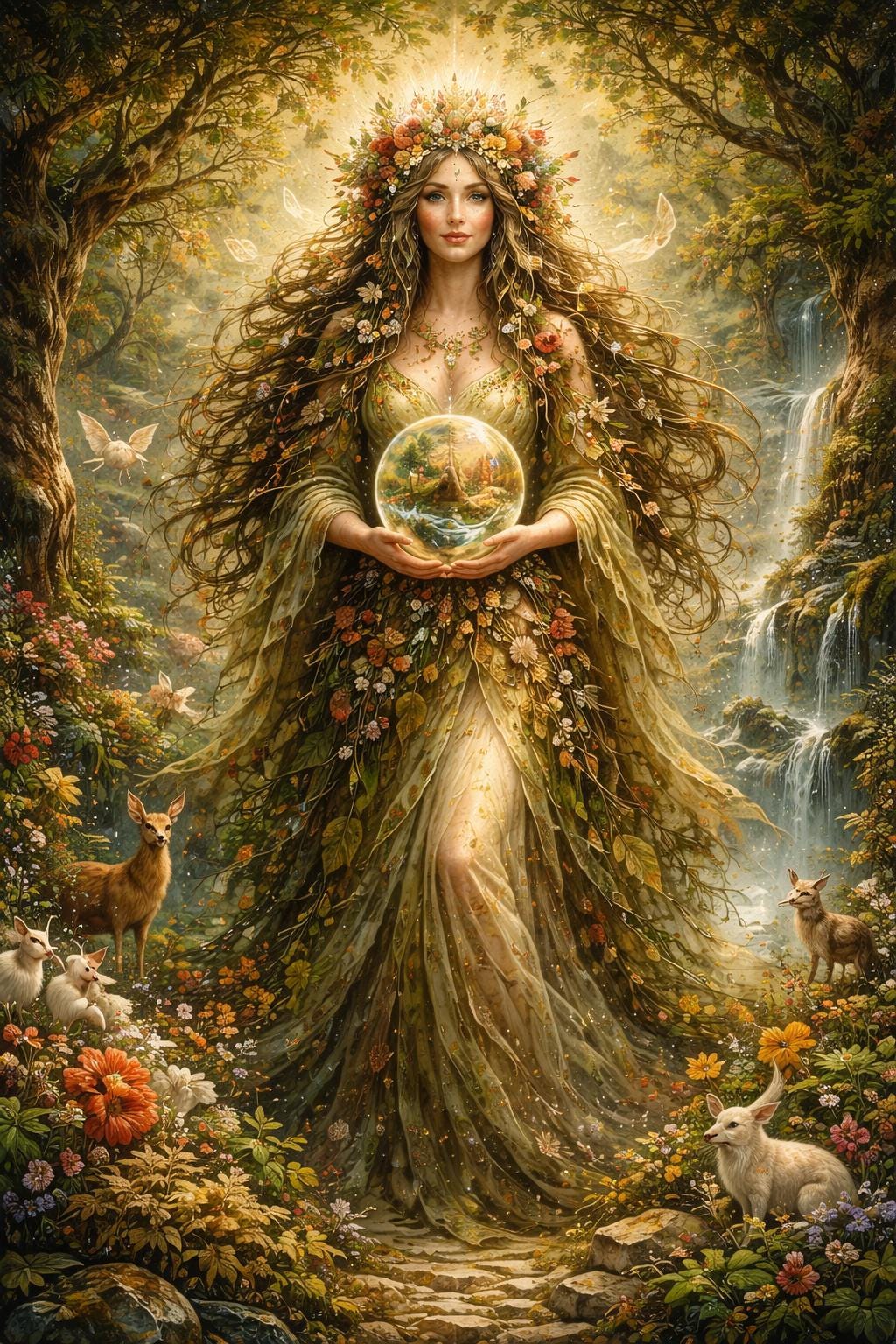 Mother Nature Goddess Art Print Elemental Seasons Fantasy Wall Art ...