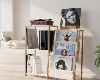 Record Player Stand with Vinyl Storage, Turntable Stand Wood, Record Storage Shelf, Vinyl Display Cabinet, Album Storage Unit