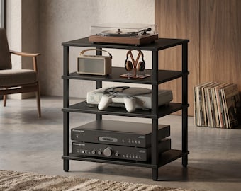 Record Player Stand with Vinyl Record Storage, Turntable Stand Wood, Media Console Cabinet, Game Console Shelf, Modern Record Storage Shelf
