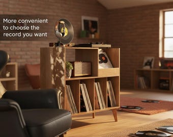 Large Record Player Stand with Vinyl Storage, Turntable Stand Cabinet, Walnut Record Player Table Holds 300 Albums