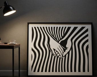 Minimalistyczny wydruk z motywem dłoni | Abstrakcyjny plakat miłosny (do pobrania cyfrowego)