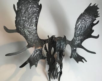 Wall sculpture – Metal moose skull