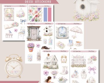 Flory Morning – Deco Stickers,Printable Sticker Bundle.