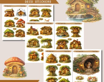 Squirrel Cottage– Deco Stickers,Printable Sticker Bundle