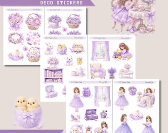 Cute Purple Girl– Deco Stickers,Printable Sticker Bundle