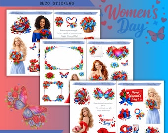 Women's day – Deco Stickers,Printable Sticker Bundle