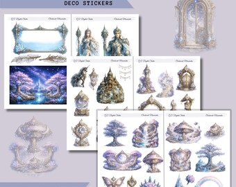 Clockwork Moonrealm – Deco Stickers,Printable Sticker Bundle