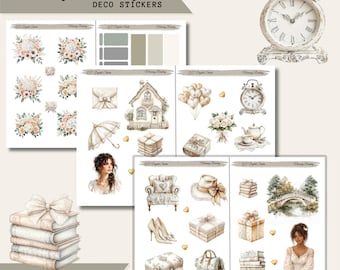 Morning Reading – Deco Stickers,Printable Sticker Bundle