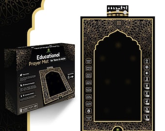 ALMOSTAQIM Educational Prayer Mat for Teens and Adults - Interactive Smart Prayer Rug - Step by Step Salah Guide, Position Indicator, Rakat