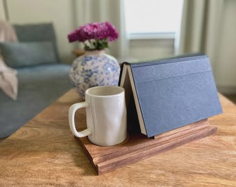 Pine Book Caddy | Triangle Wooden Book Stand | Mug Holder