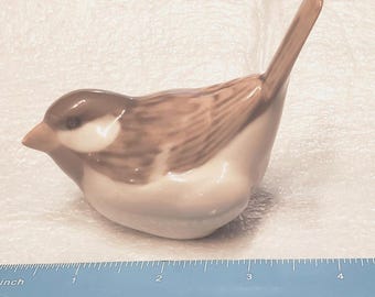 ROYAL COPENHAGEN Porcelain SPARROW figurine # 1081. Also Known as the &quot;Optimist&quot; Sparrow, Hand-Painted made in Denmark, aprox 4 inch