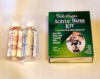 ACRYLIC WATER KIT, Le Silk Shoppe, 2 part hard setting gel for Silk and Dried Flowers, simple to use. Don't Use near Kids or Pets