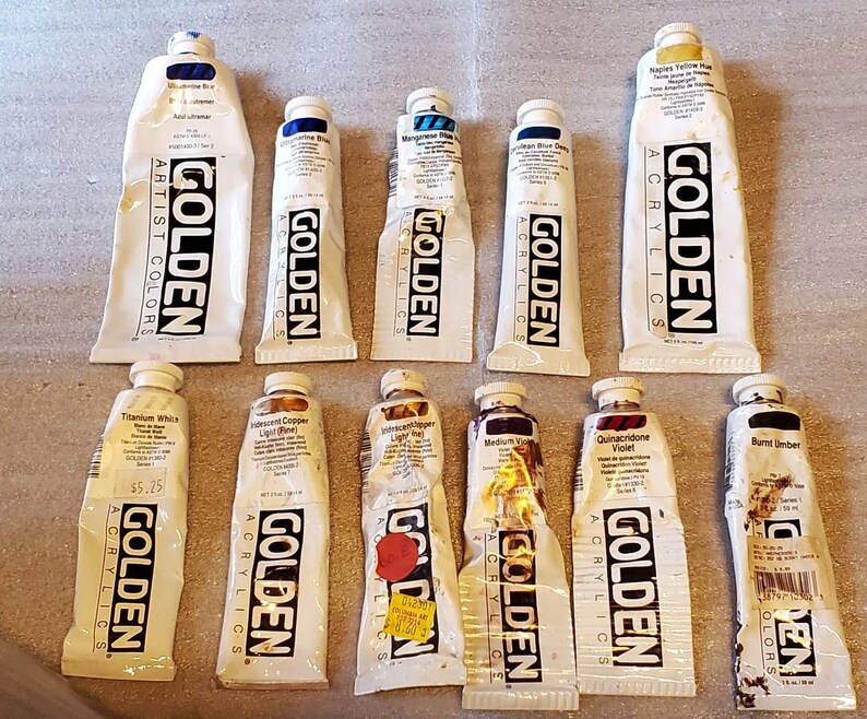 11 Tubes GOLDEN ACRYLIC PAINT 2 New ultramarine and Cerulean Etsy
