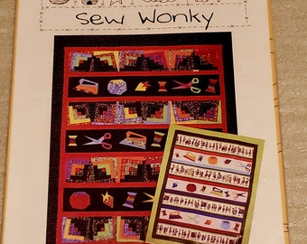 Sew Wonky by Quilt Country Carol Morrissey QC163, 63 by 78.5 inches, repeating stripe, Log Cabin