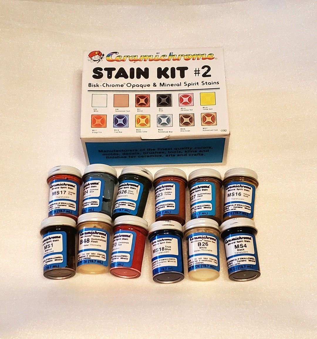 Ceramichrome Stain Kit 2 for Pottery, Biskchrome Opaque and Mineral