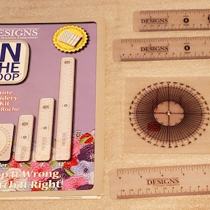 Designs in Machine Embroidery, Hoop it Wrong, Stitch it Right, Eileen Roche, book with ruler set, see notes