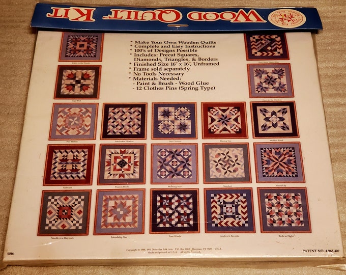 Detweiler Folk Arts WOOD QUILT KIT, Precut Shapes, 100s of Designs