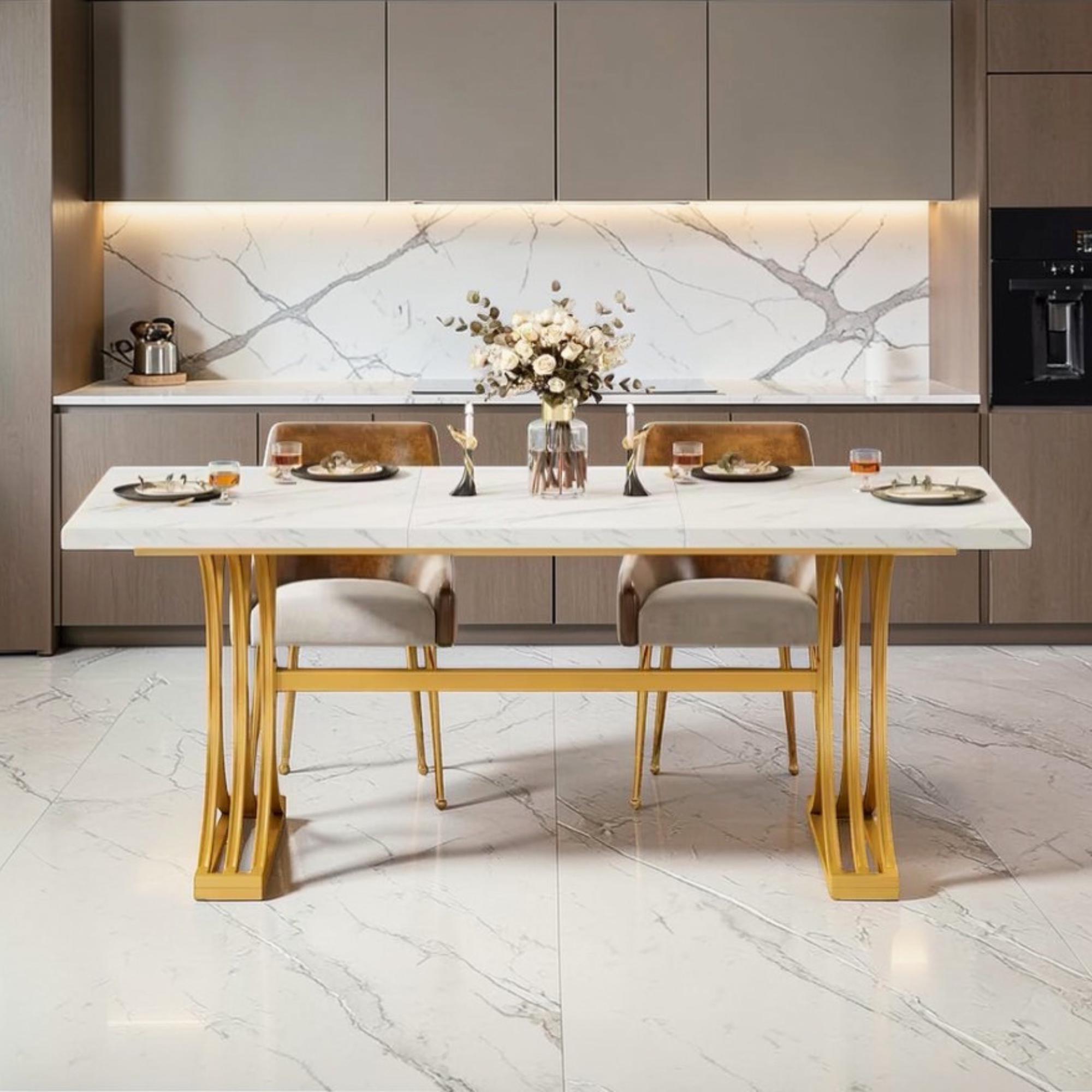 Rectangular Dining Table Modern Kitchen Table for 4-6 People - Etsy