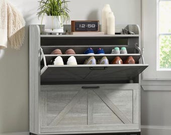 Slanke schoenenopbergkast met 2 klaplades, organizer met smalle hal